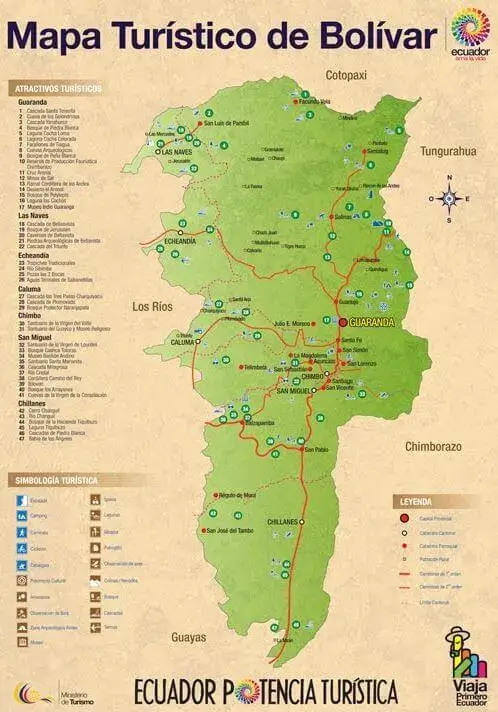 Lugares Turísticos del Ecuador - Mapa Bolívar