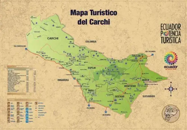 Lugares Turísticos del Ecuador - Mapa Carchi
