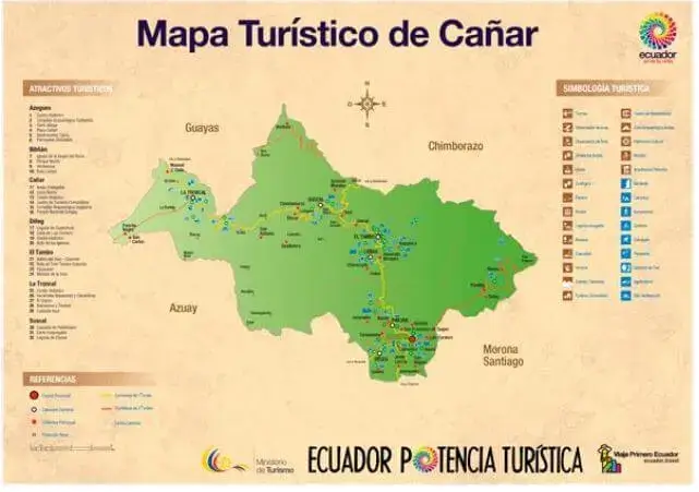 Lugares Turísticos del Ecuador - Mapa Cañar