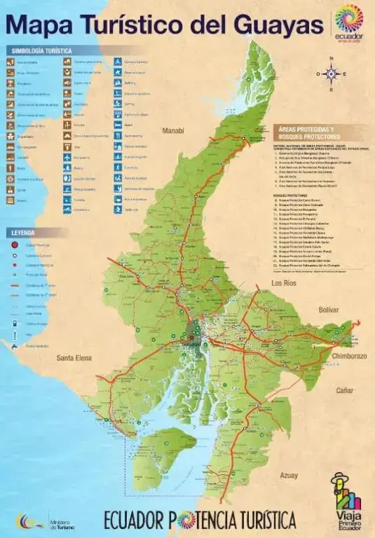 Lugares Turísticos del Ecuador - Mapa Guayas