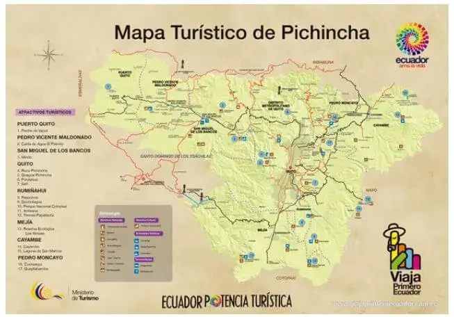 Lugares Turísticos del Ecuador - Mapa Pichincha