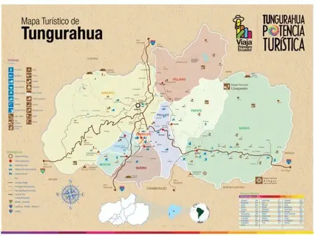 Lugares Turísticos del Ecuador - Mapa Tungurahua