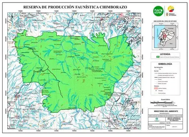 Reservas Naturales del Ecuador - Mapa Reserva de producción de fauna del Chimborazo