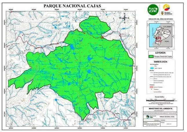 Reservas Naturales y Ecológicas del Ecuador - Mapa Parque Nacional Cajas