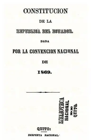 Todas las Constituciones del Ecuador - Octava Constitución, o Constitución de 1869.