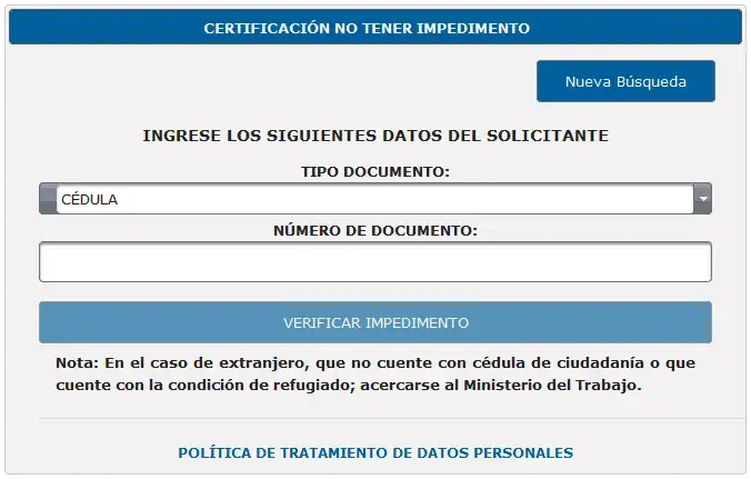 certificado no tener impedimento