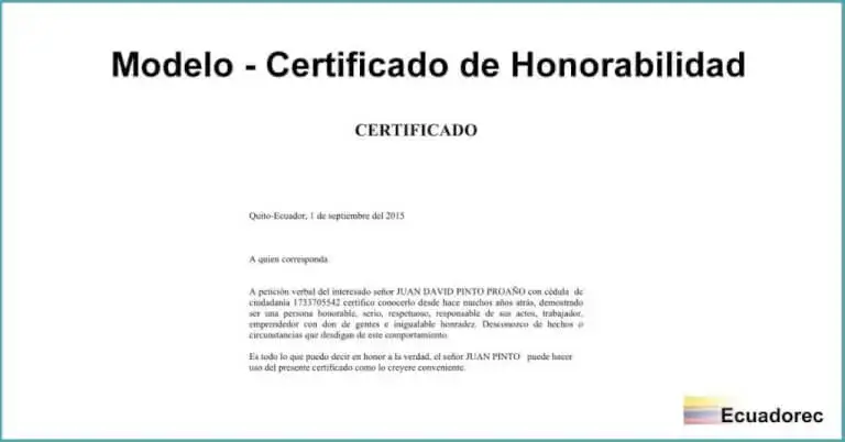 certificado de honorabilidad modelo