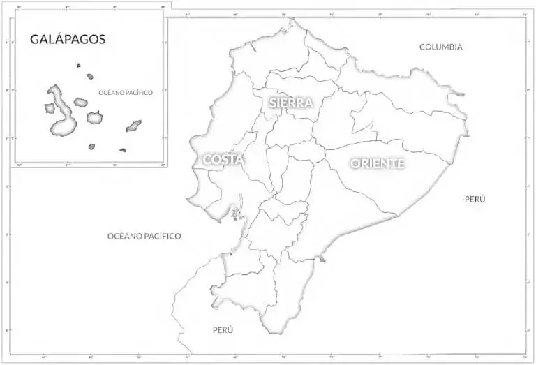 mapa ecuador colorear