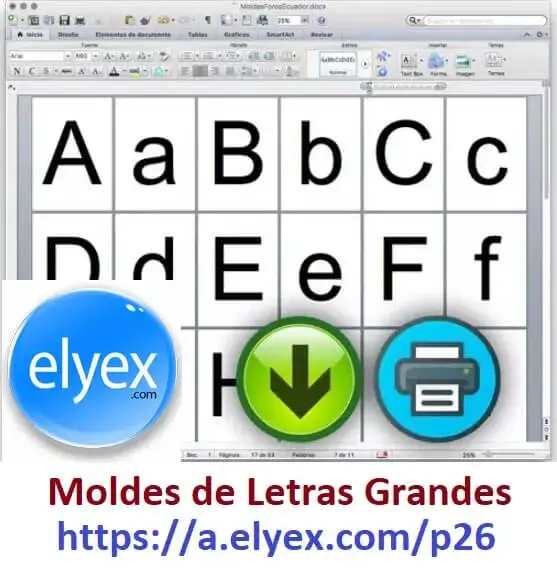 Moldes de Letras Grandes para Imprimir y Recortar Word y PDF