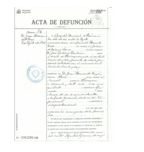 certificado de defunción