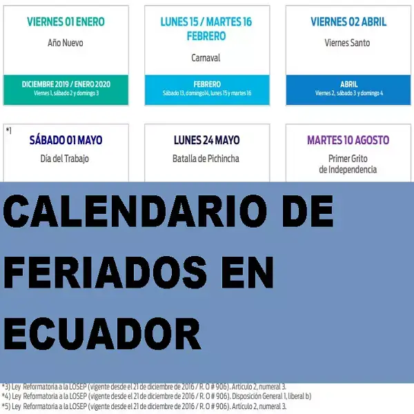 calendario de feriados en ecuador