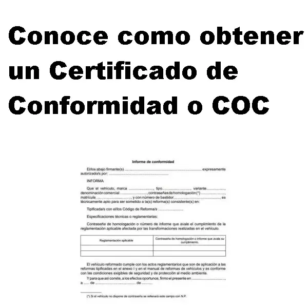 certificado de conformidad o coc