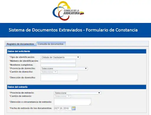 denuncia perdida documentos ecuador