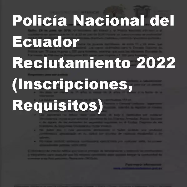 Policía Nacional del Ecuador Reclutamiento