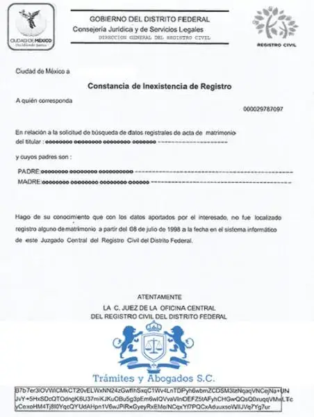 Certificado de Soltería