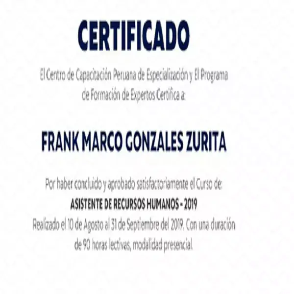 certificado en recursos humanos