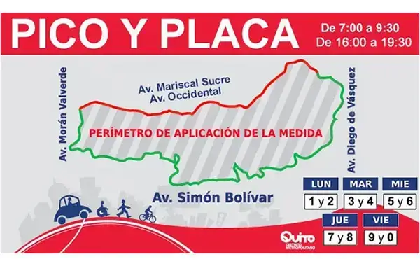 Pico y Placa Quito horarios multas y mapas