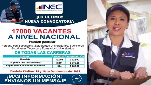 inec oportunidad de empleos en Ecuador como censista