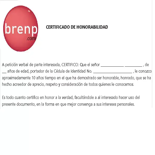 certificado de honorabilidad