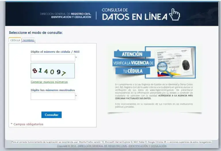 Registro civil cédula de identidad – Consulta en línea