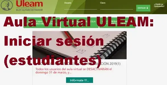 Aula Virtual ULEAM: Iniciar sesión (estudiantes)