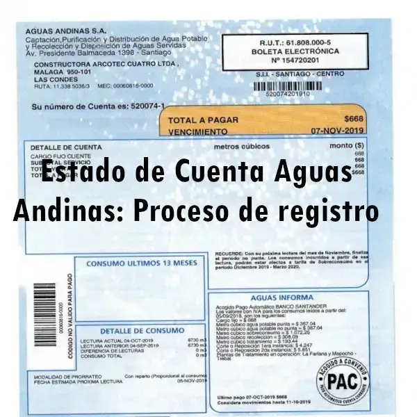 Estado de cuenta Aguas Andinas proceso de registro