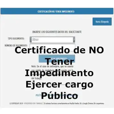 Certificado de NO Tener Impedimento Ejercer cargo Público